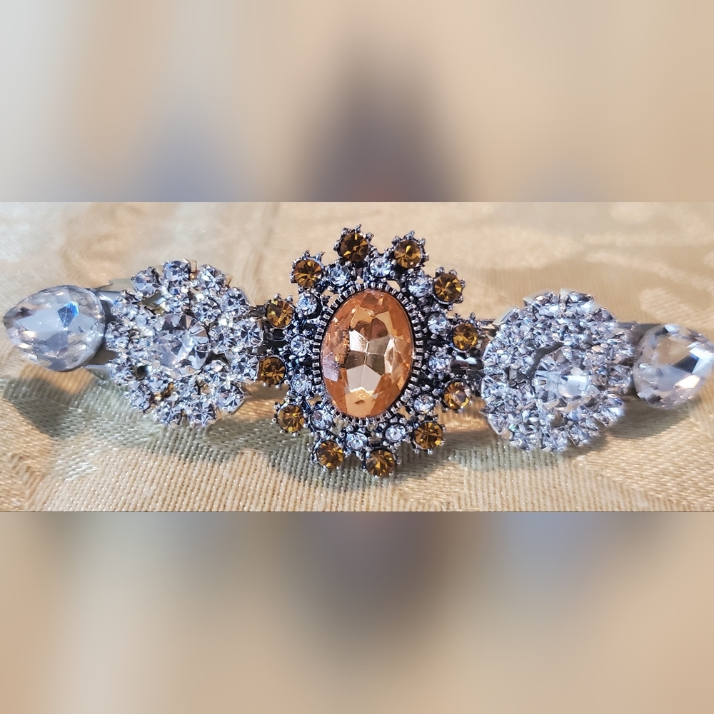 Amber Crystal and Rhinestone Barrett